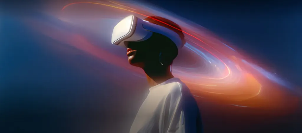 Immersive technology surrounded by trails of light